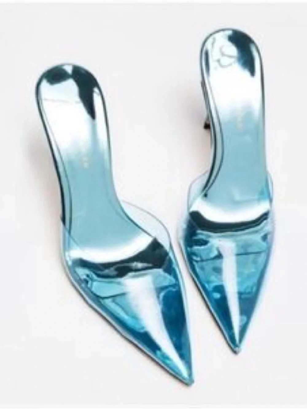NIB Good American Cinderella Mule Translucent Blue Pointed-Toe Stiletto - Picture 2 of 8